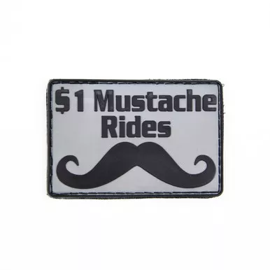 1 Mustache Rides - Grey - Morale Patch