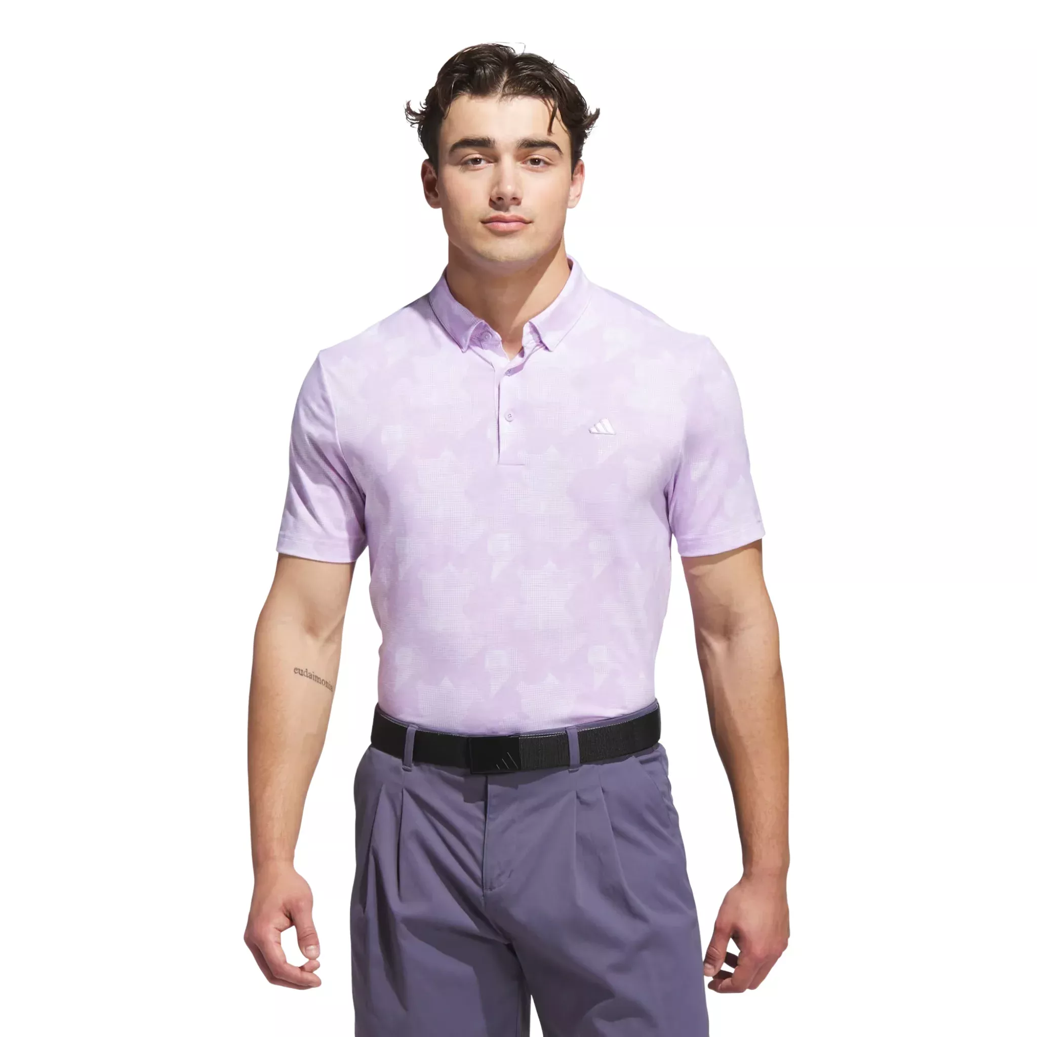 Adidas Men's Go-To Printed Polo Shirt | Powder Plum/White