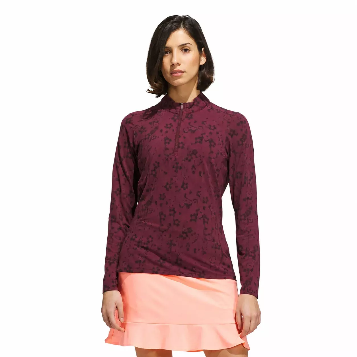 Adidas Ultimate365 Printed Quarter-Zip Women's Pullover | Maroon
