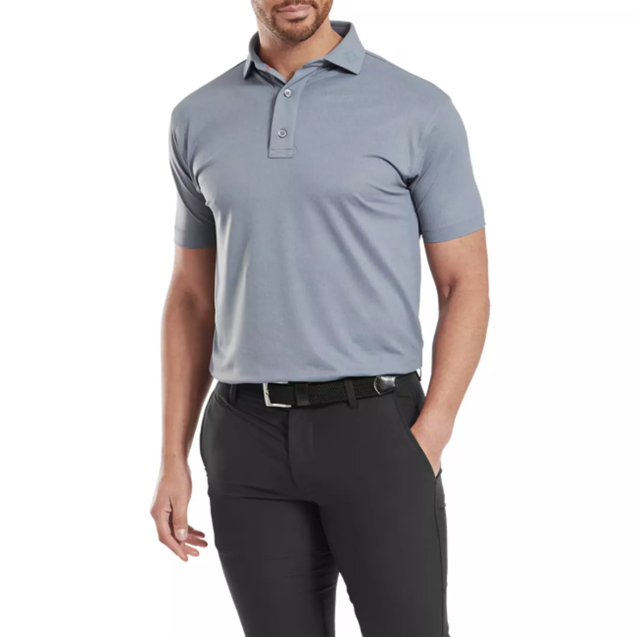 FootJoy Men's Etched Texture Print Lisle Polo | Flint