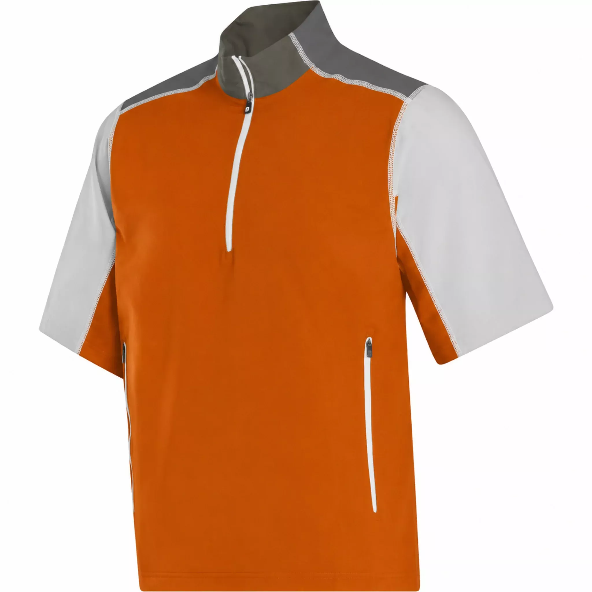 FootJoy Sport Short Sleeve Golf Windshirt | Orange/Grey/White