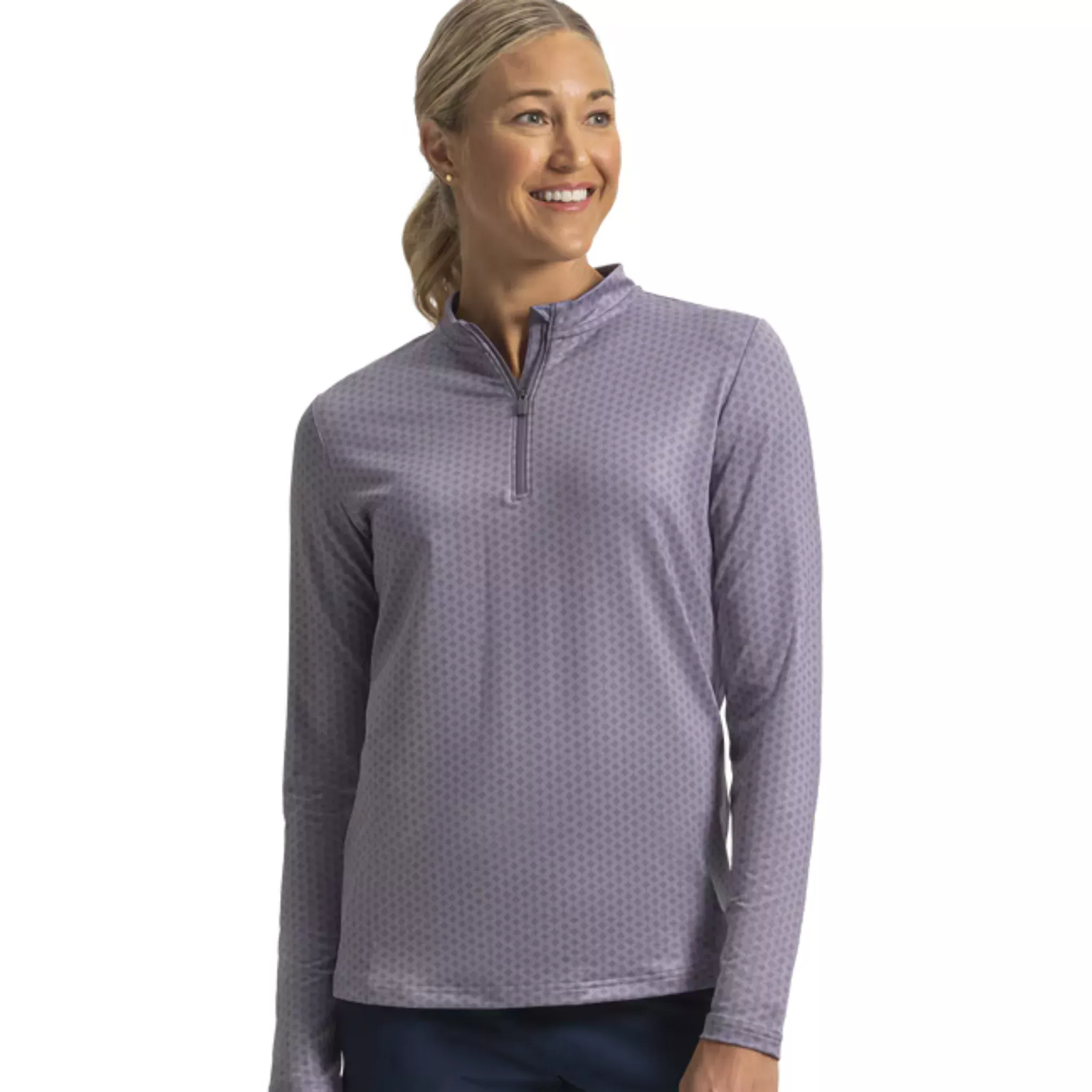 FootJoy Women's Printed Quarter-Zip Midlayer | Dusty Peach