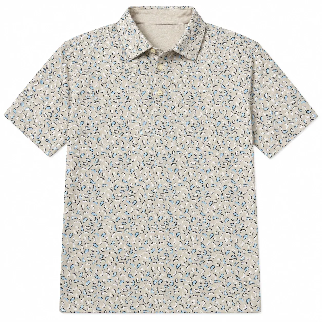 Greg Norman Abstract-Print Men's Golf Polo | Biscotti | Medium Only