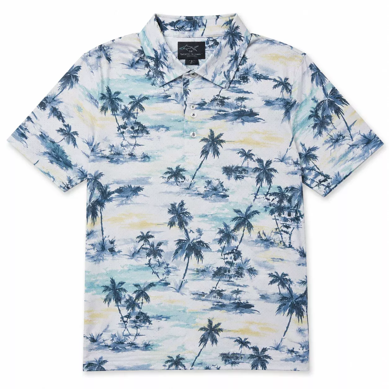 Greg Norman Island Time Men's Golf Polo | White/Navy Multi