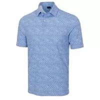 Greg Norman Shark Tail Matrix Men's Golf Polo | Light Blue/Navy