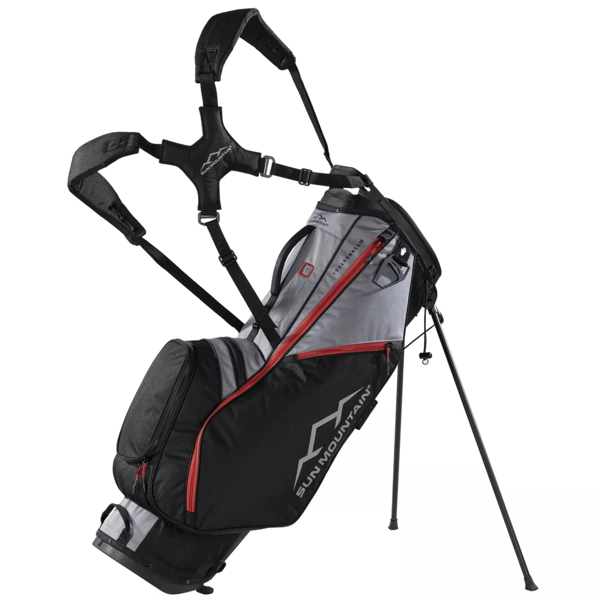 Sun Mountain Forerunner Stand Bag | Black/Nickel/Red