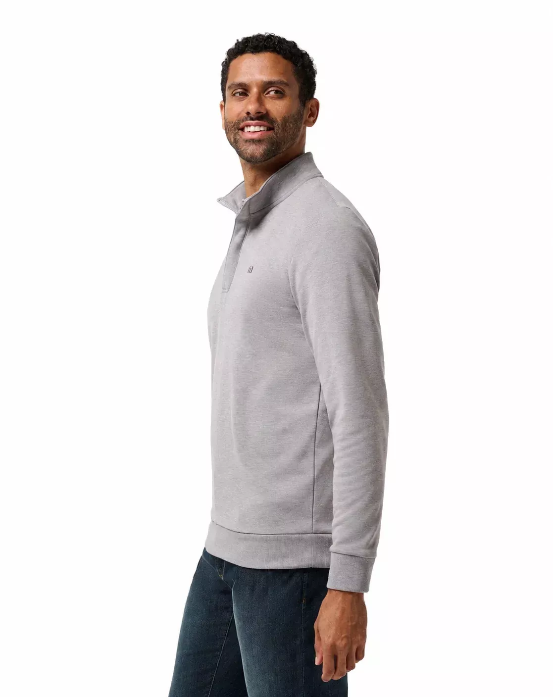 TravisMathew Cloud Quarter Zip 2.0 Men's Pullover | Heather Medium Grey