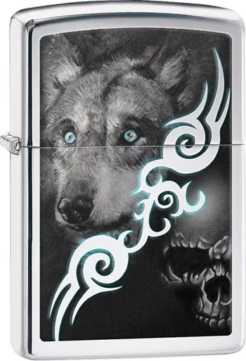 Zippo Wolf With Skull